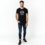 Black Round Neck T-Shirt for Men, Polyester Fabric, Gym, Running, Workout Wear, Half Sleeves with Stylish Front Print
