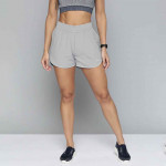 Women Grey Solid Sports Shorts