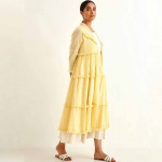 Women Yellow Ethnic Embroidered Cotton Longline Shrug