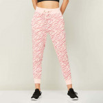 "Women Animal Print Drawstring Closure Trackpants "