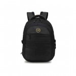 Unisex Black & Yellow Brand Logo Backpack with Compression Straps