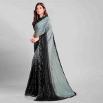 Grey & Black Embellished Sequinned Silk Blend Saree