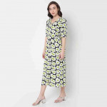 Women Printed V-Neck Maxi Dress