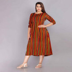 Multicoloured Striped Maternity Empire Midi Dress